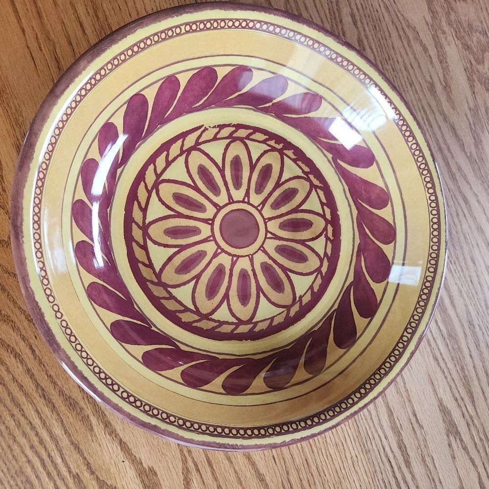 Home brand melamine tan & burgundy decorative southwestern pattern serving bowl